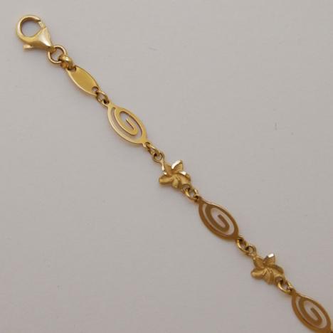 7-Inch 14K Yellow Gold Flower Swirl Bracelet