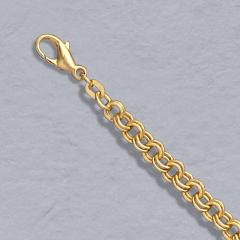 7.5-Inch 14K Yellow Gold Twin Cable Bracelet, 4.8mm