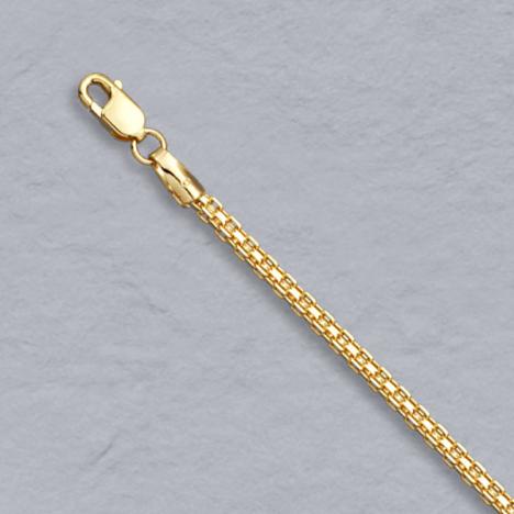 7-Inch 14K Yellow Gold Square Bismarck 1.7mm Bracelet