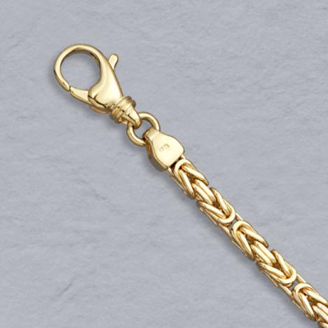 7-Inch 14K Yellow Gold Square Byzantine 3.2mm Bracelet