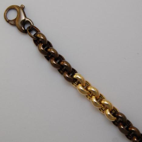 7.5-Inch 14K Yellow Gold Hollow Rolo, Chocolate Links Bracelet