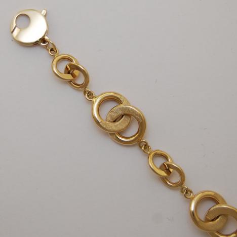 8-Inch 14K Yellow Gold Satin / Shiny Circle Link Bracelet