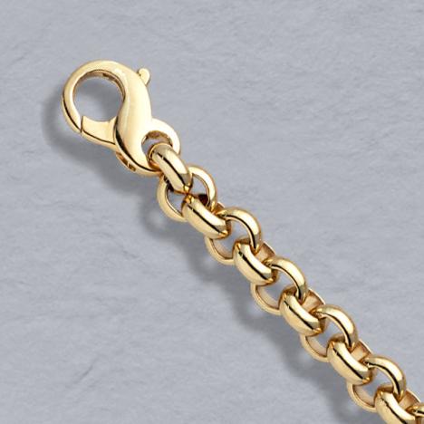 7-Inch 14K Yellow Gold Heavy Rolo Bracelet 6.5mm