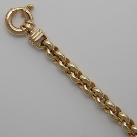 7.5-Inch 14K Yellow Gold Hollow Rolo Bracelet 6.4mm