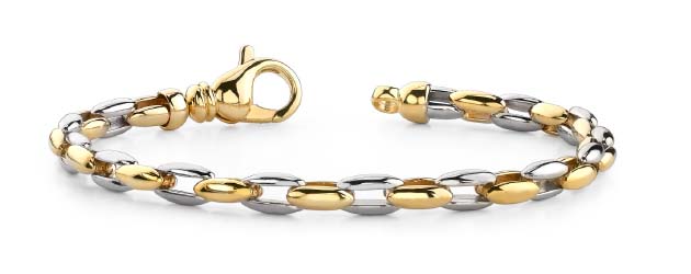 Two Tone Double Oval Link Bracelet [B877] | USA Jewels