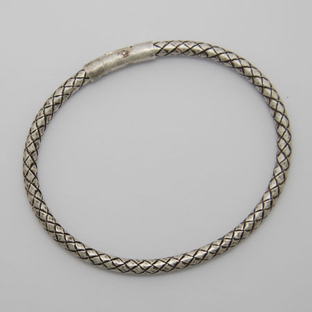 8-Inch Sterling Silver Chalif 3.8mm Bracelet, Crocodile Clasp, Oxidized