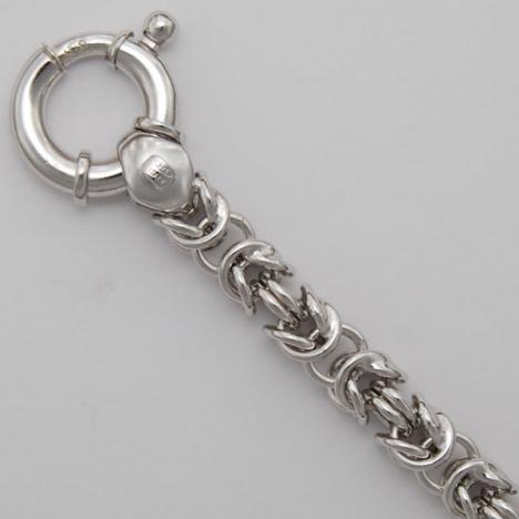 8-Inch Sterling Silver Round Byzantine Bracelet 7.2mm, Rhodium