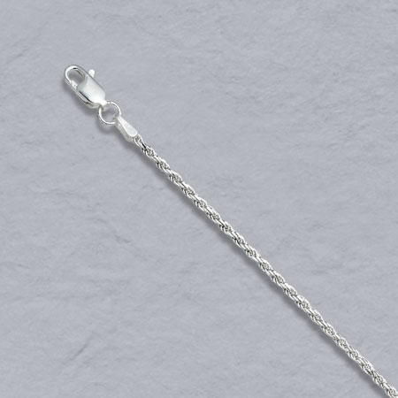 7-Inch Sterling Silver Diamond Cut Rope Anklet, Bracelet 1.7mm