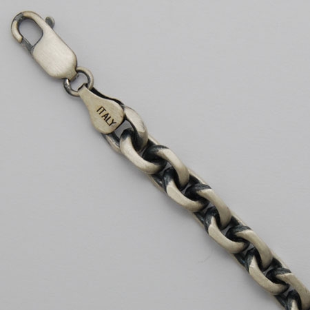 8.5-Inch Sterling Silver Diamond Cut Cable 6.9mm Bracelet, Gun Metal