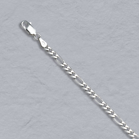 7-Inch Sterling Silver Figaro Anklet, Bracelet 3.0mm