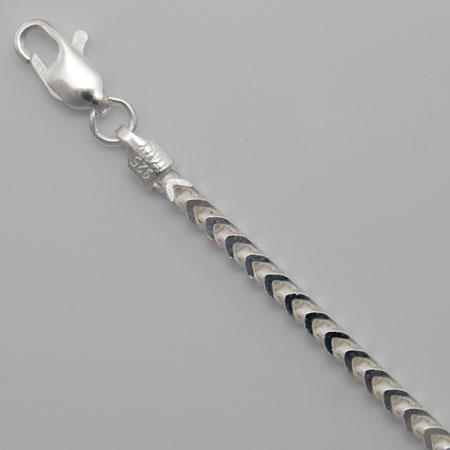 7.25-Inch Sterling Silver Franco Anklet Bracelet 2.4mm