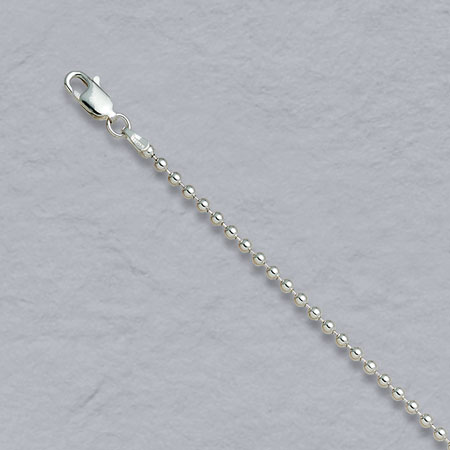 7-Inch Sterling Silver Bead Anklet Bracelet 2.2mm