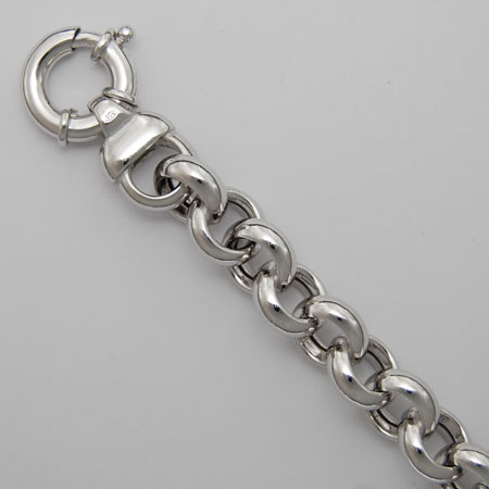 8.25-Inch Sterling Silver Hollow Rolo Bracelet 13.4mm, Rhodium