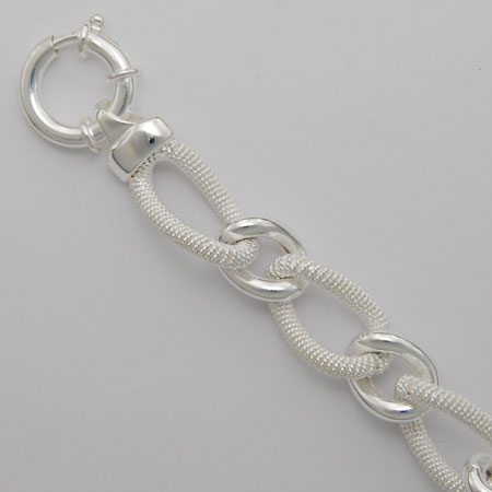 8.5-Inch Sterling Silver Shiny / Textured Twist Link Bracelet 12.8mm