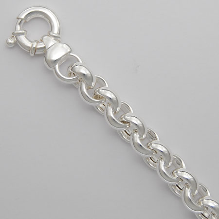 7.75-Inch Sterling Silver Hollow Rolo Bracelet 10.5mm