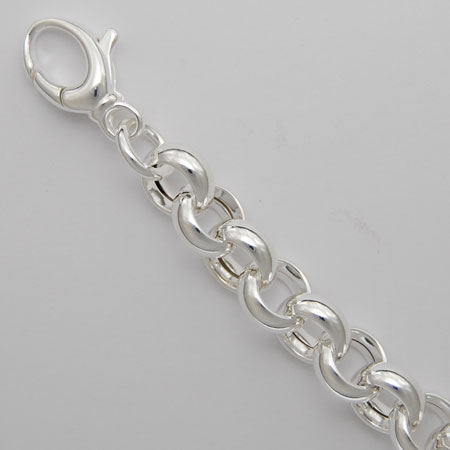 8.5-Inch Sterling Silver Hollow Rolo Bracelet 12.5mm
