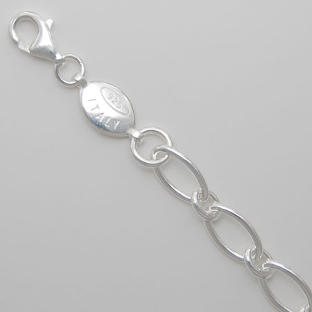 7.5-Inch Sterling Silver Oval Link 1+1 Bracelet 8.0mm