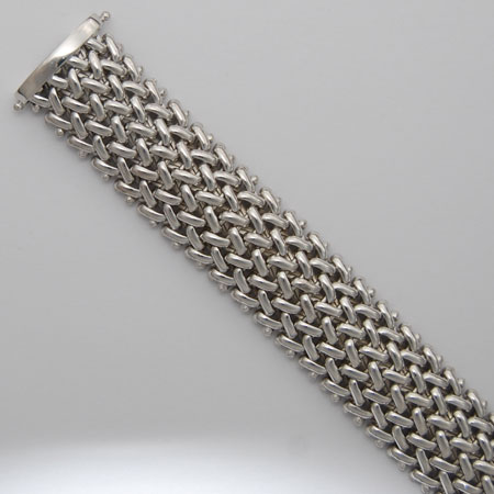 7.5-Inch Sterling Silver Basketweave 17.1mm Bracelet, Rhodium