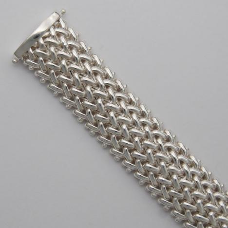 7.5-Inch Sterling Silver Basketweave Bracelet 17.1mm