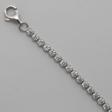 7-Inch Sterling Silver Single Cubic Zirconia