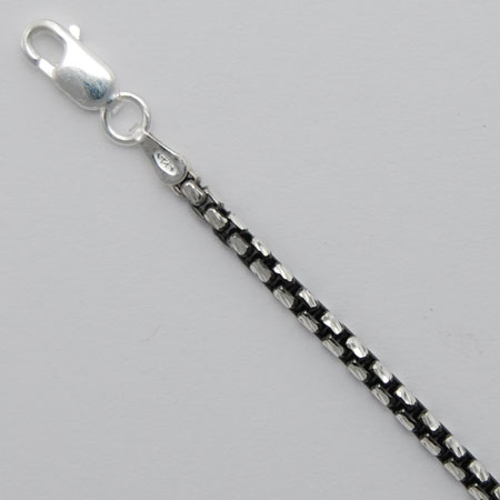 7.5-Inch Sterling Silver Diamond Cut Inka Box Bracelet 2.5mm, Black Rhodium