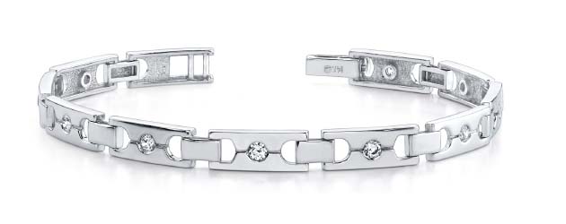 Single Diamond Buckle Link Bracelet 0.95 Carat Total Weight