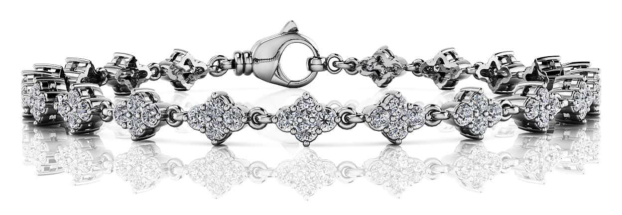 Flower Cluster Link Diamond Bracelet 1.75 Carat Total Weight