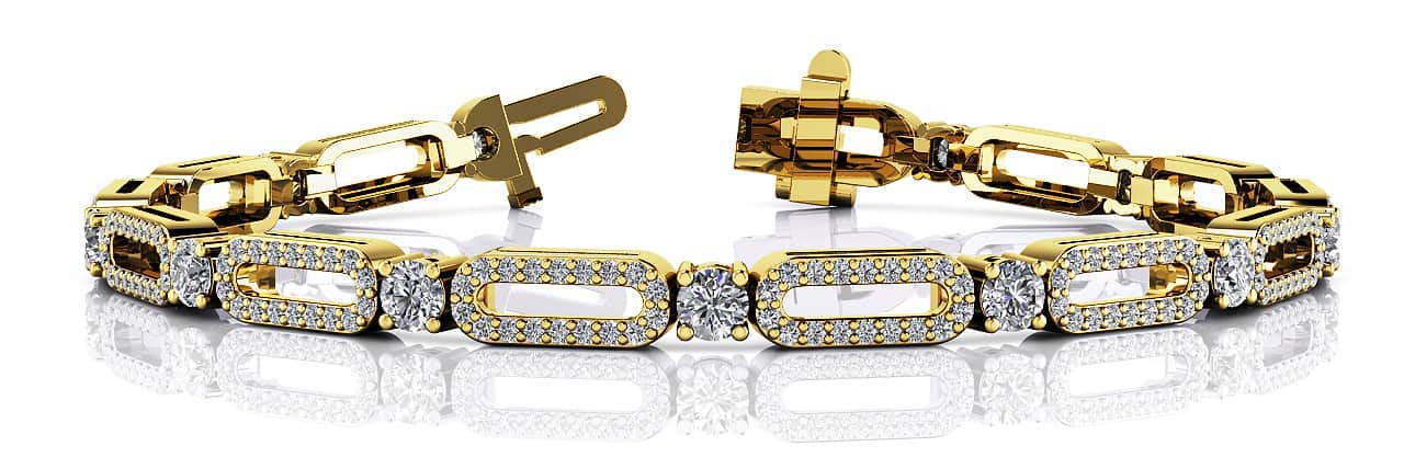 Victorian Capsule Link Diamond Bracelet 2.53 Carat Total Weight