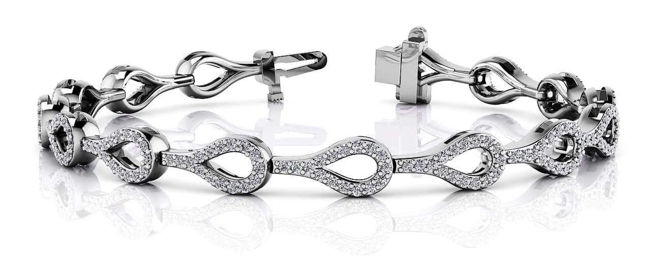 Elegant Teardrop Link Diamond Bracelet 1.68 Carat Total Weight
