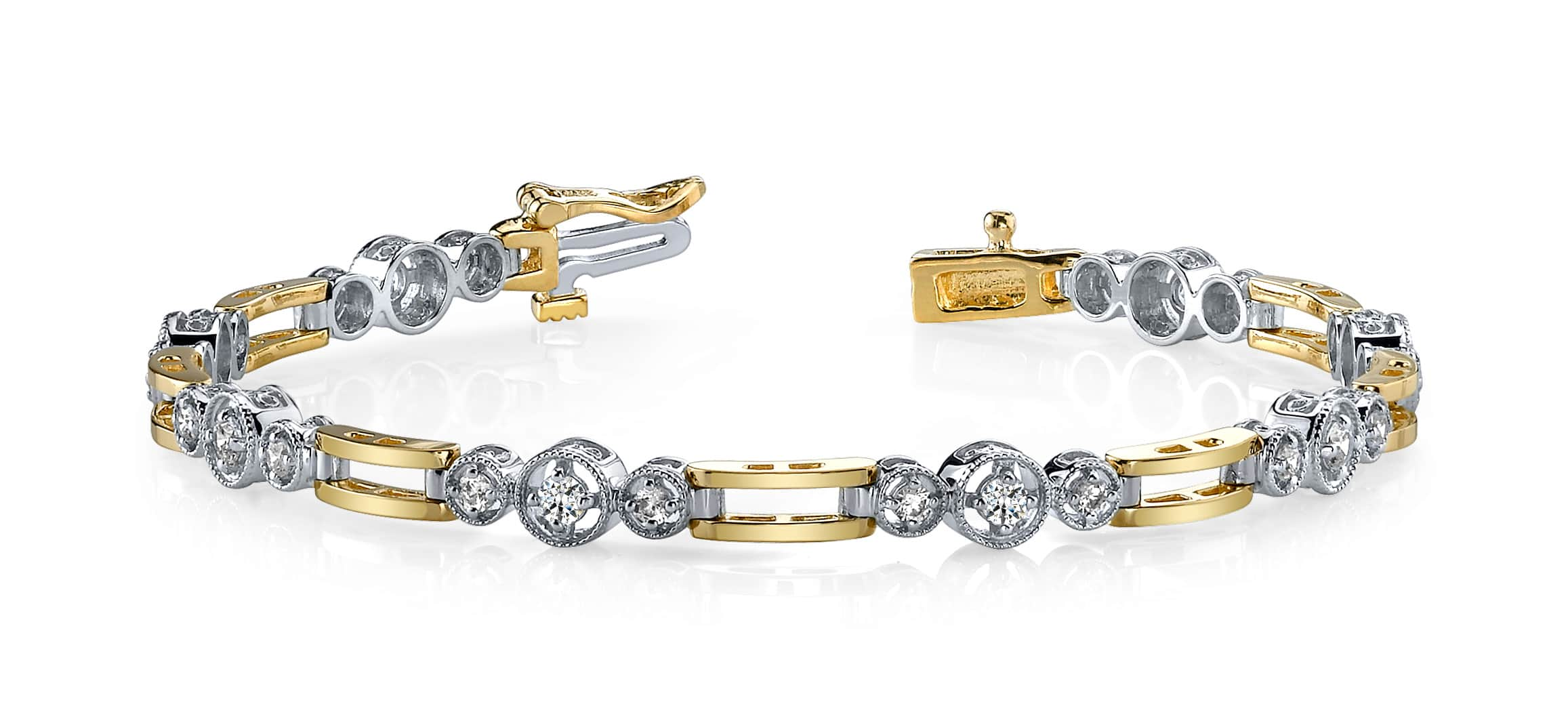 Three Across-Bridge Link Diamond Bracelet 1.0 Carat Total Weight