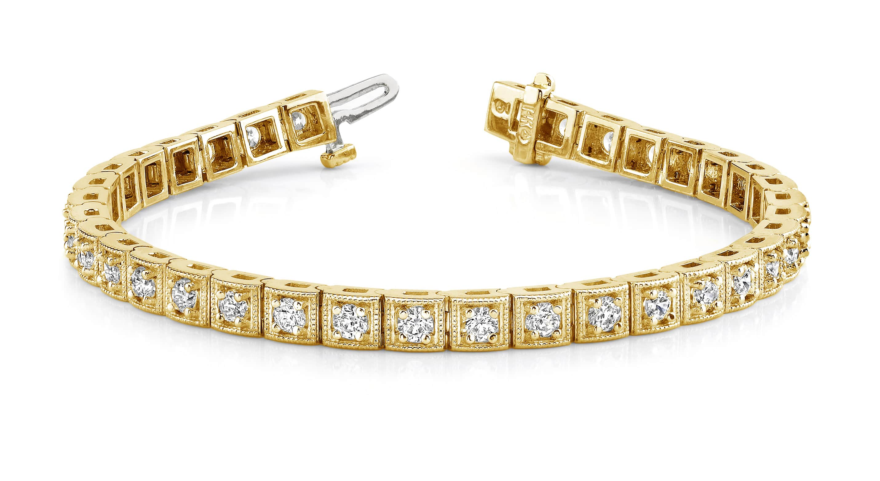 Antique Square Link Diamond Bracelet 1.55 Carat Total Weight