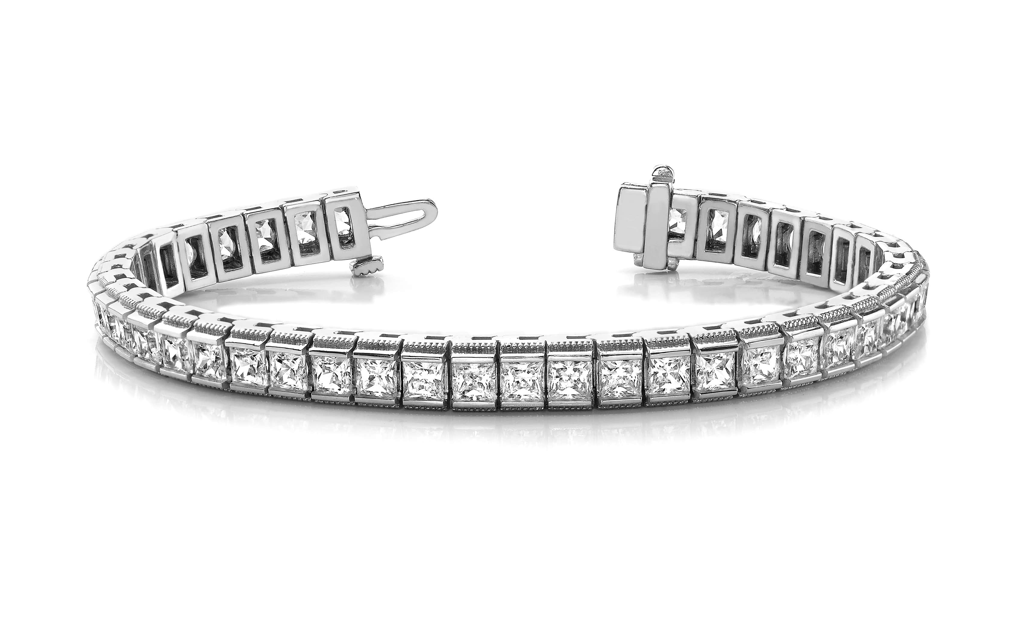 Millgrain Edge Diamond Bracelet 5.6 Carat Total Weight