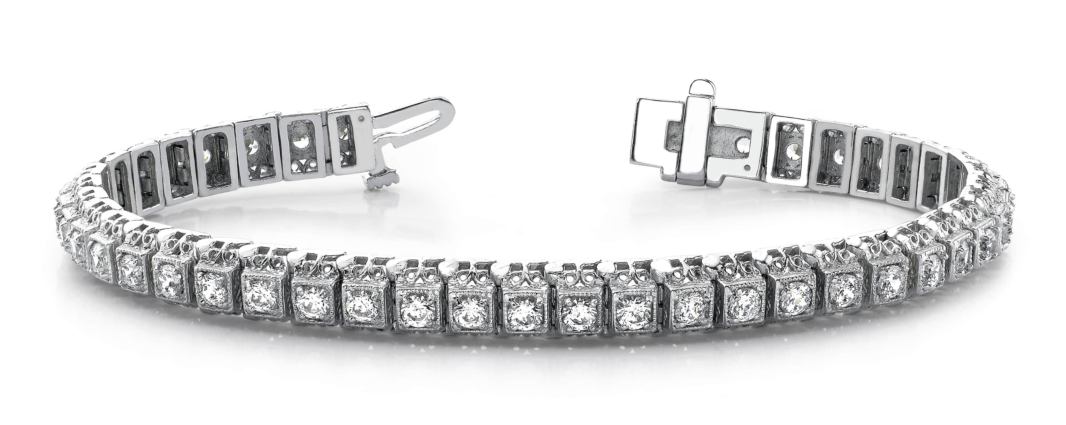 Millgrain Square Link Diamond Bracelet 1.3 Carat Total Weight