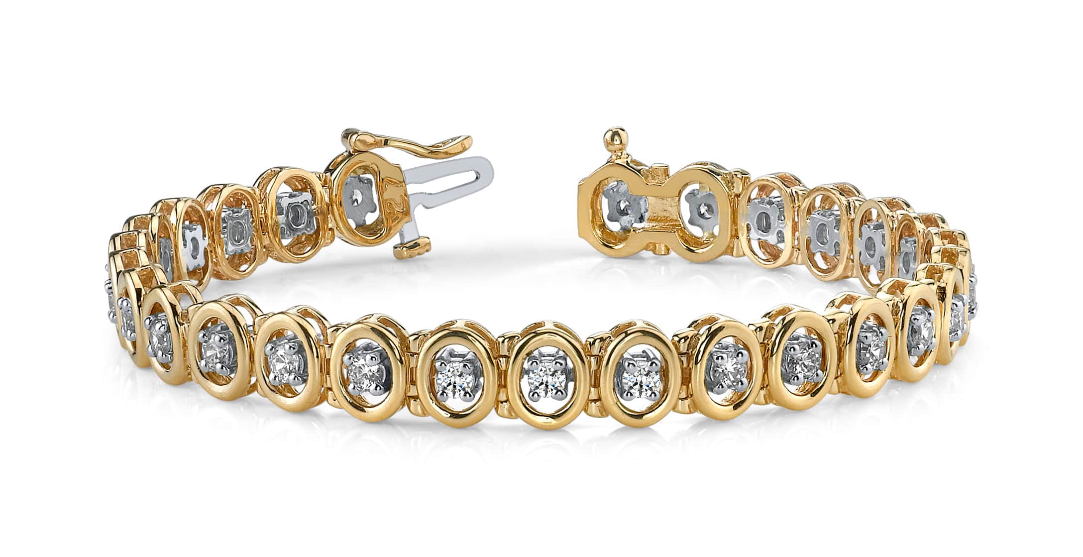 Classic Two Tone Oval Link Bracelet 1.86 Carat Total Weight