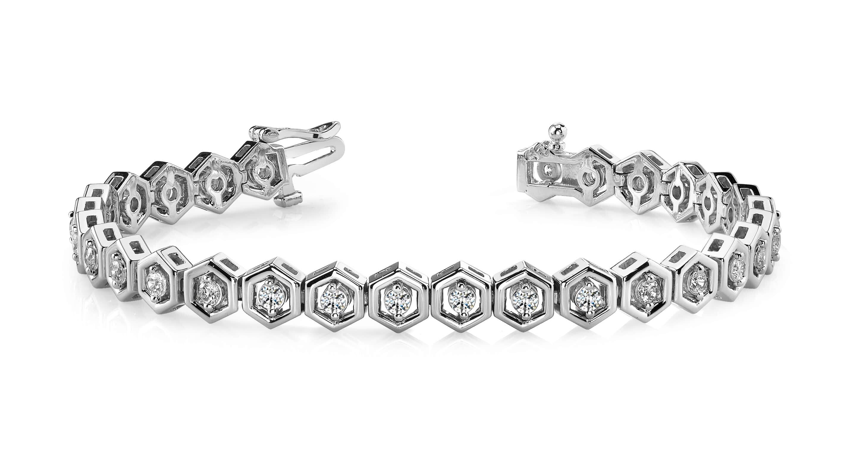 Hexagon Link Diamond Bracelet 1.5 Carat Total Weight