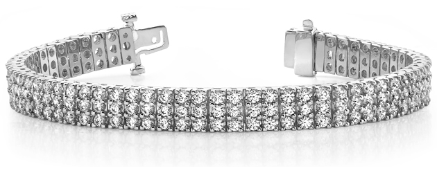 Classic Three Row Diamond Bracelet 5.62 Carat Total Weight