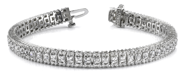 Round and Princess Diamond Bracelet 7.3 Carat Total Weight