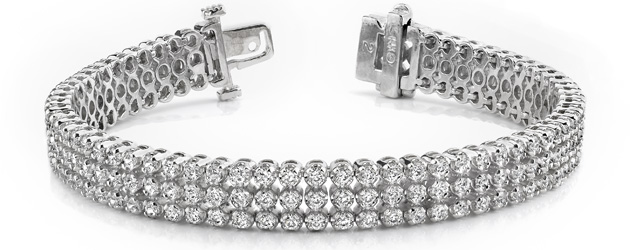 Triple Strand Diamond Bracelet 5.3 Carat Total Weight