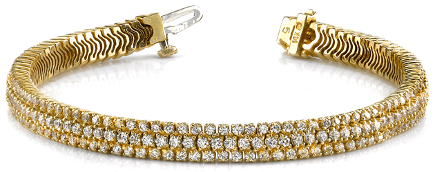 Showstopper Triple Row Diamond Bracelet 2.31 Carat Total Weight