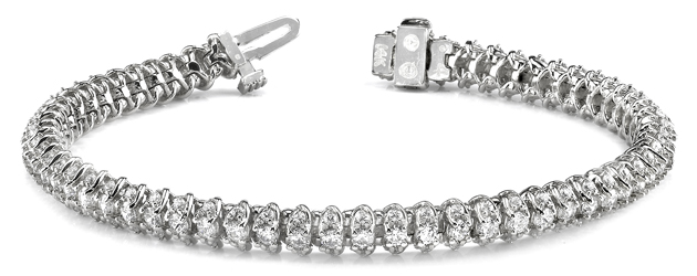 Three Row Diamond Scoop Link Bracelet 3.16 Carat Total Weight