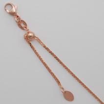 14K Rose Gold Adjustable Square Diamond Cut Wheat Chain, 0.8mm