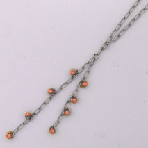 14K White Gold Open Link w/ Rose Gold Disco Balls ' Y ' Chain