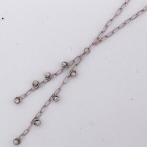 14K White Gold Open Link w/ Disco Ball ' Y ' Chain