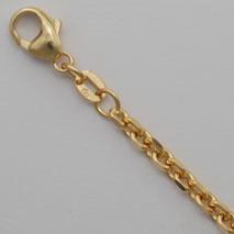 14K Yellow Gold Diamond Cut Round Cable 2.9mm Chain