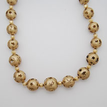 14K Yellow Gold Satin Cut Graduated Hollow Balls