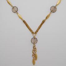 14K Yellow Gold ' Y ' Link Chain with Smoky Quartz