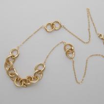 14K Yellow Gold Link Necklace with  Multi-Rings