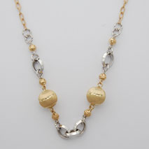 14K Yellow Gold Link Necklace with Yellow Gold Saturn Balls