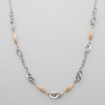 14K White Gold Link Chain with Rose Gold Pods
