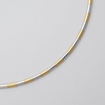 14K Yellow Gold / White Gold Domed Omega Chain 3.0mm